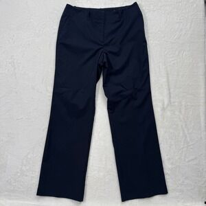 Ann Taylor Pants Womens 12 Navy Blue Curvy Pinstripe Straight Leg Professional